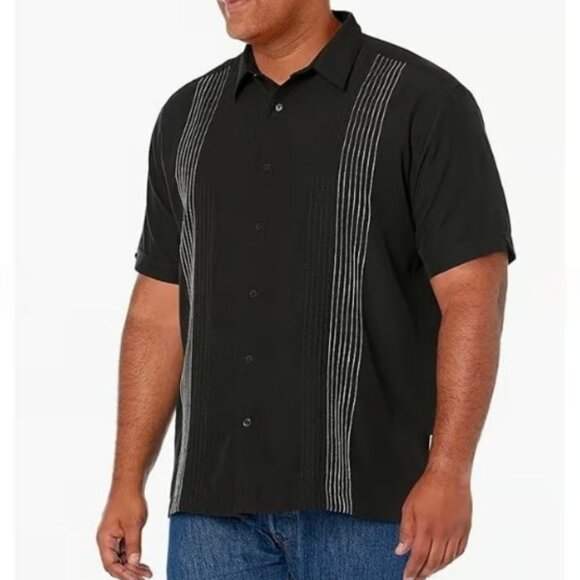 Cubavera Men's Striped Panel Dobby Short Sleeve Button-Down Shirt, Regular Fit - Picture 1 of 8